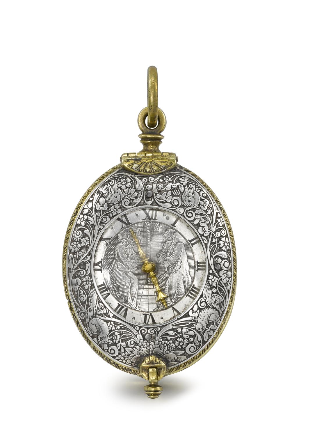 Gilt-metal and engraved silver verge watch by James Valtrolier (watch; verge movement)