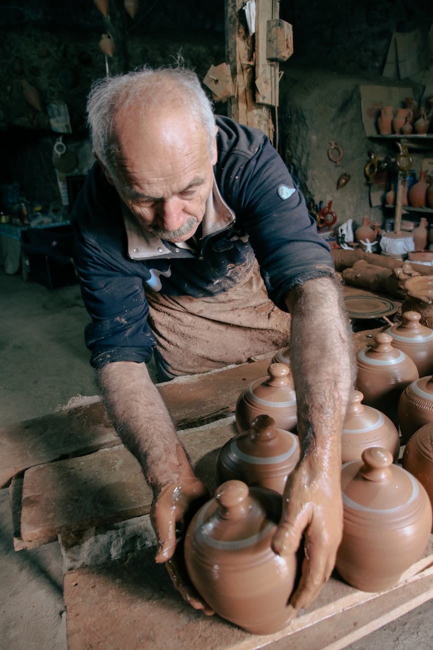 a man with pottery