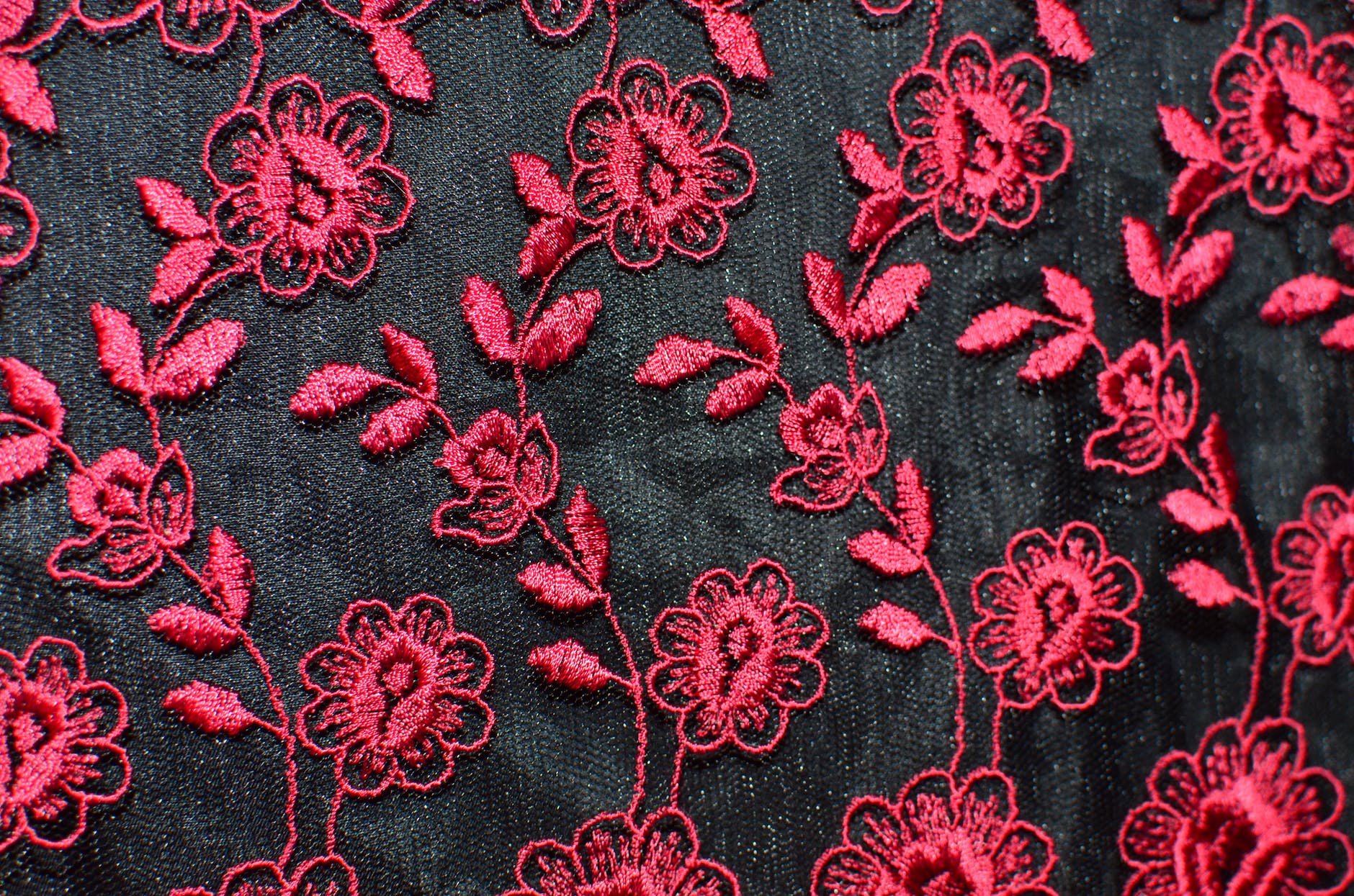 floral ornament on black cloth