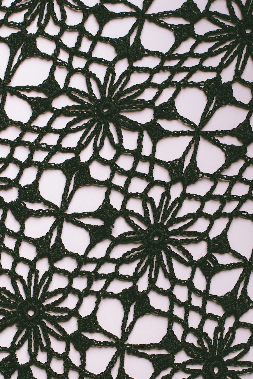 textured background of knitted floral ornament with holes
