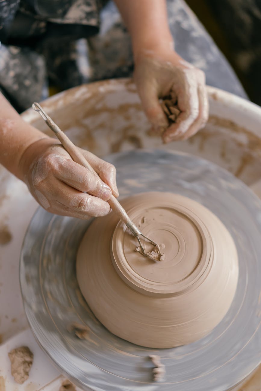 shaping of an unfinished clay pot